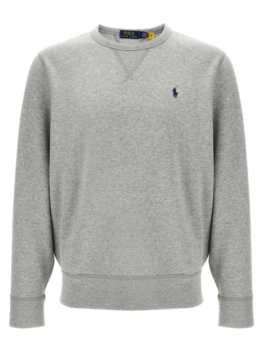 Polo Ralph Lauren Logo-Embroidered Cotton Blend Sweatshirt — Gray