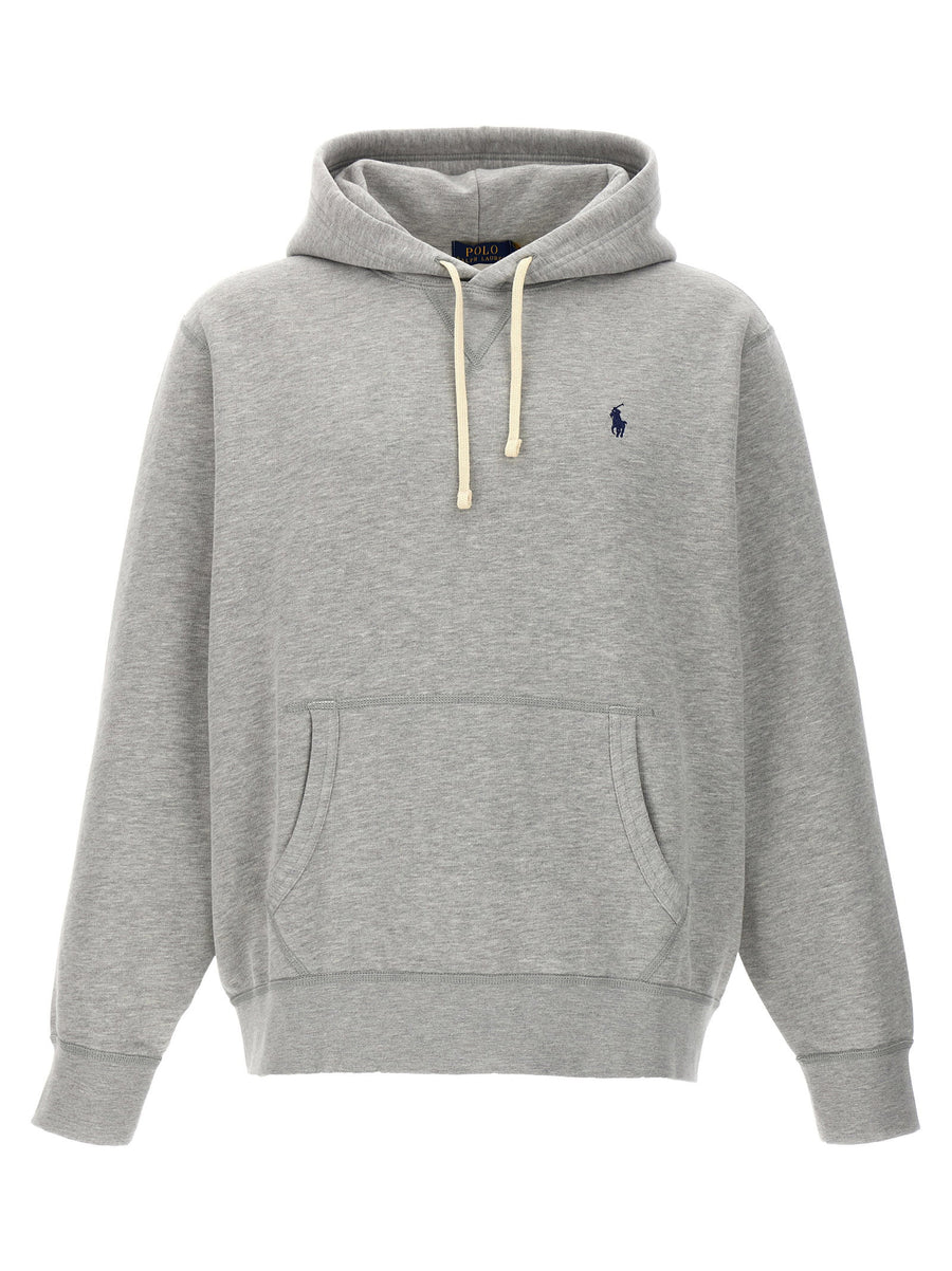 Polo Ralph Lauren Logo-Embroidered Cotton Hoodie — Grey