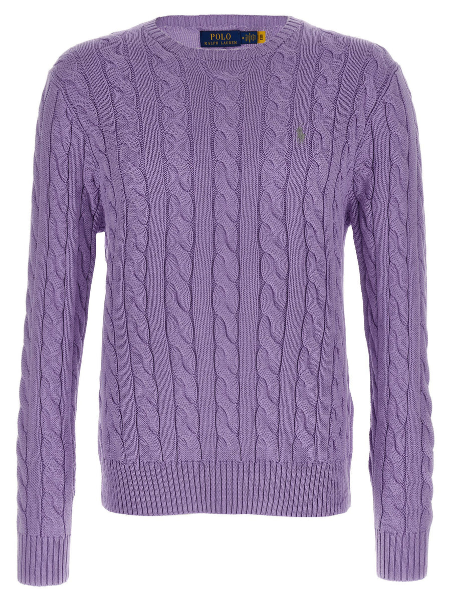 Polo Ralph Lauren Cable-Knit Cotton Sweater — Lavender