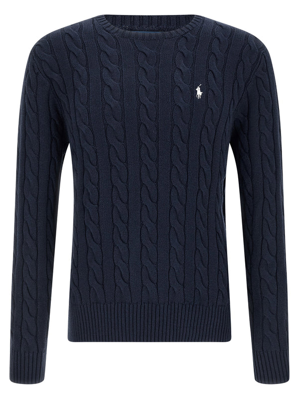 Polo Ralph Lauren كابل-حياكة قطن كنزة — كحلي