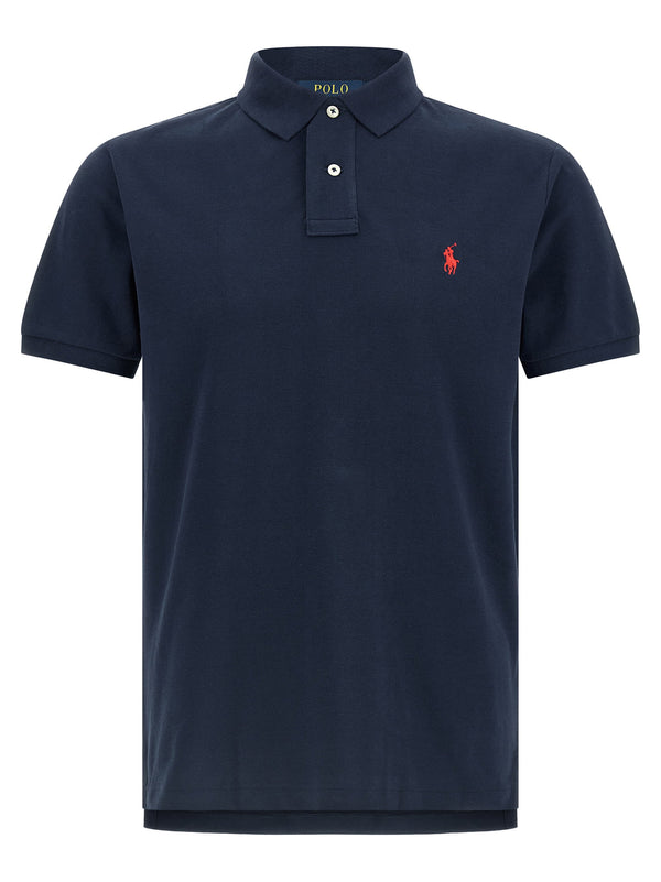 قمصان بولو بيكيه قطن مطرزة من Polo Ralph Lauren شعار — كحلي