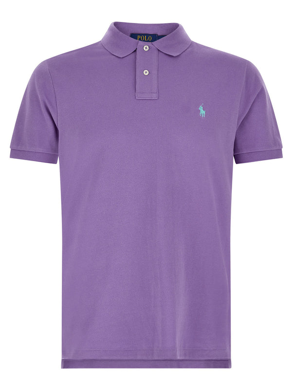 قميص بولو بيكيه قطن مطرز ب شعار من Polo Ralph Lauren — بنفسجي