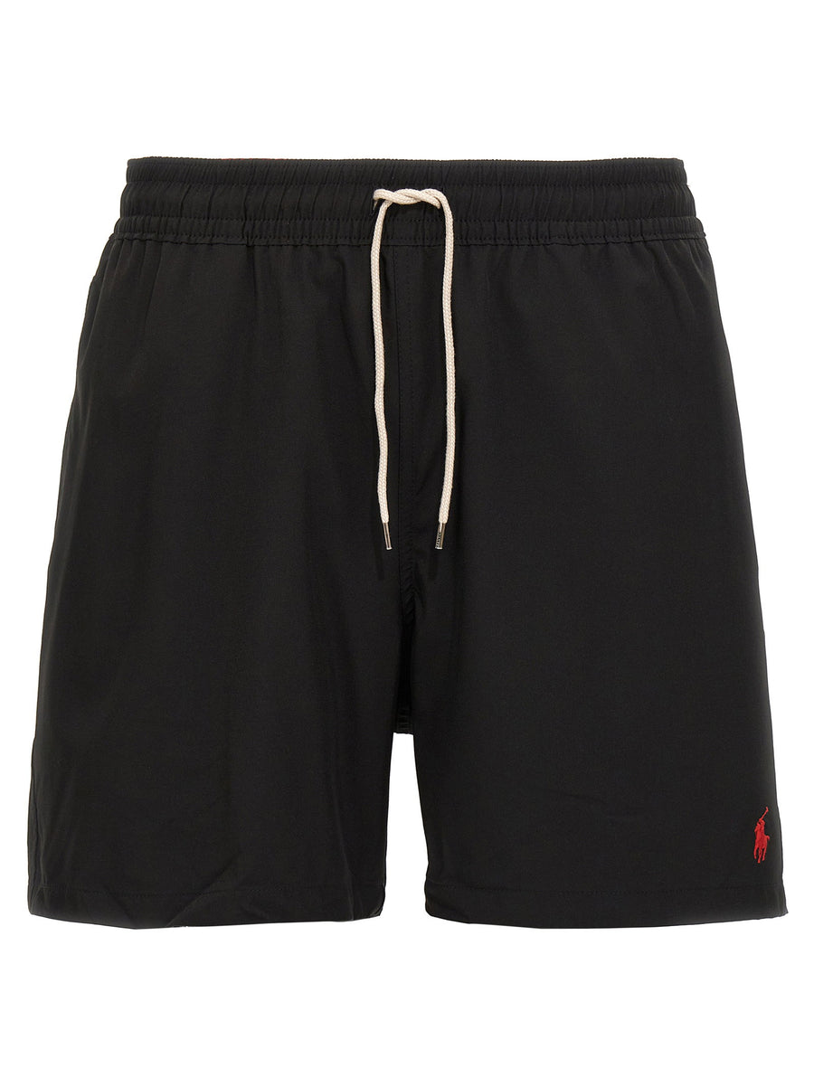 Polo Ralph Lauren Logo-Embroidered Swim Shorts — Black