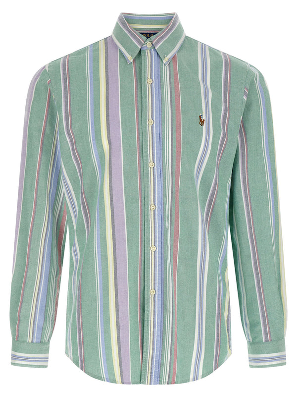 قميص أكسفورد مخطط Polo Ralph Lauren قطن قميص — أخضر