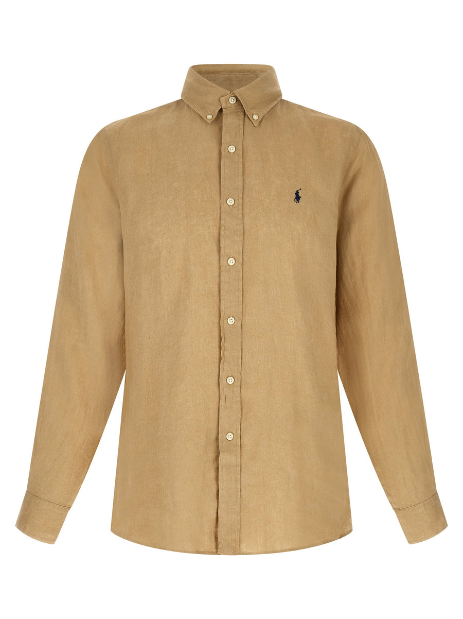 Polo Ralph Lauren Linen Button-Down Shirt — Camel