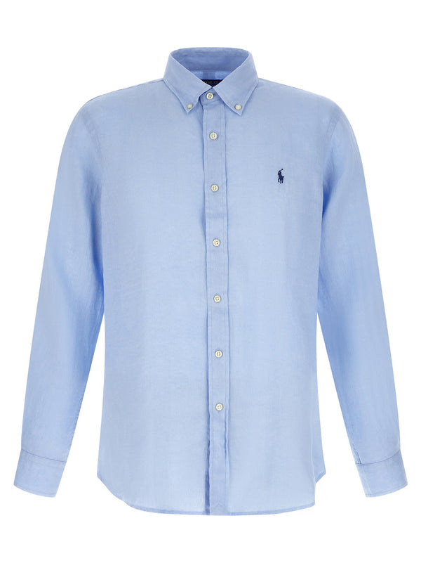 Polo Ralph Lauren Linen Button-Down Shirt — Blue