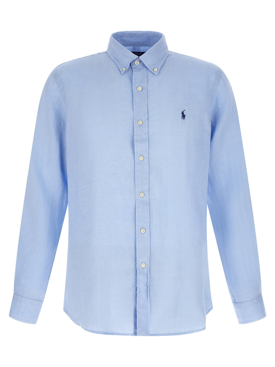 Polo Ralph Lauren Linen Button-Down Shirt — Blue
