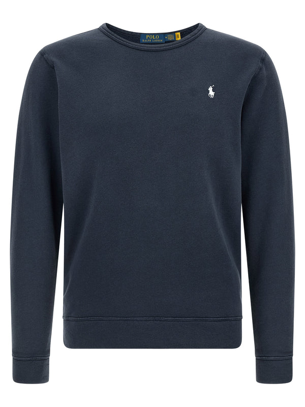 Polo Ralph Lauren شعار-سويت شيرت مطرز من قماش لوب باك قطن — كحلي