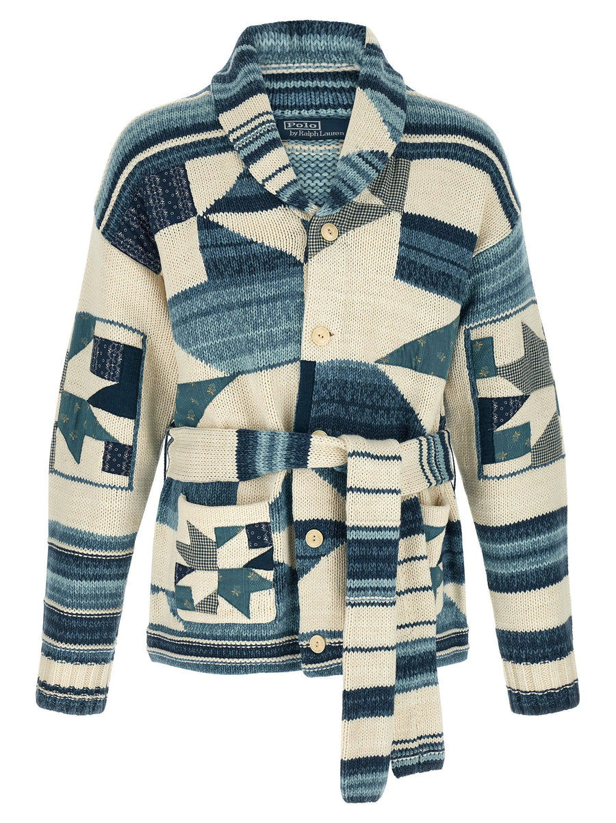 Polo Ralph Lauren Patchwork Quilted Cardigan — Teal