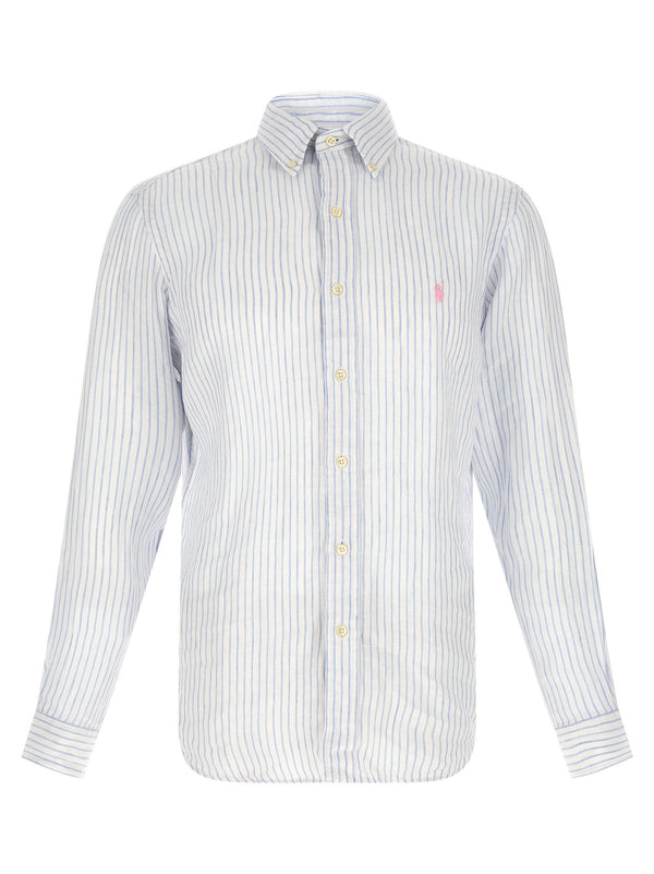 Polo Ralph Lauren Striped Linen Shirt — Blue