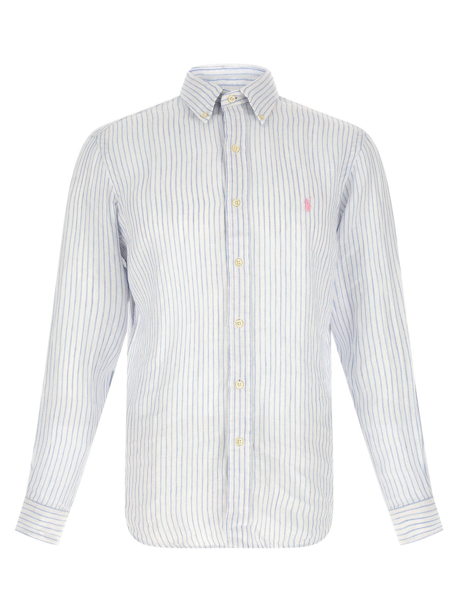 Polo Ralph Lauren Striped Linen Shirt — Blue