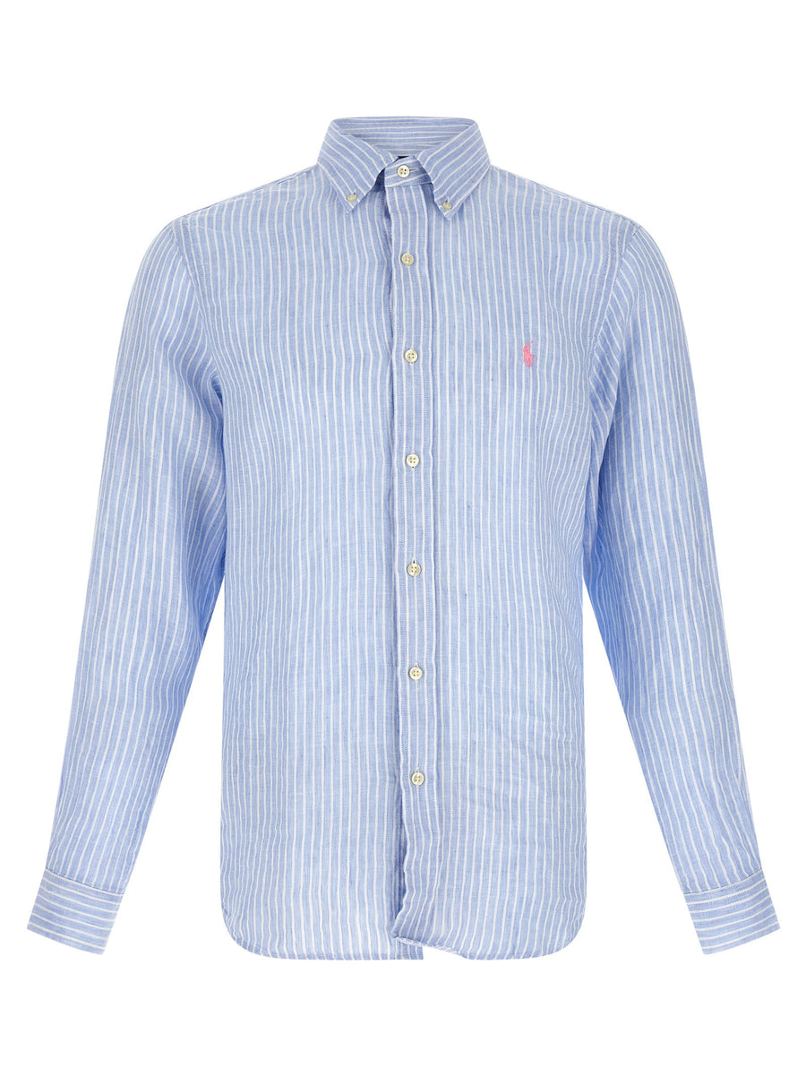 Polo Ralph Lauren Striped Linen Shirt — Blue