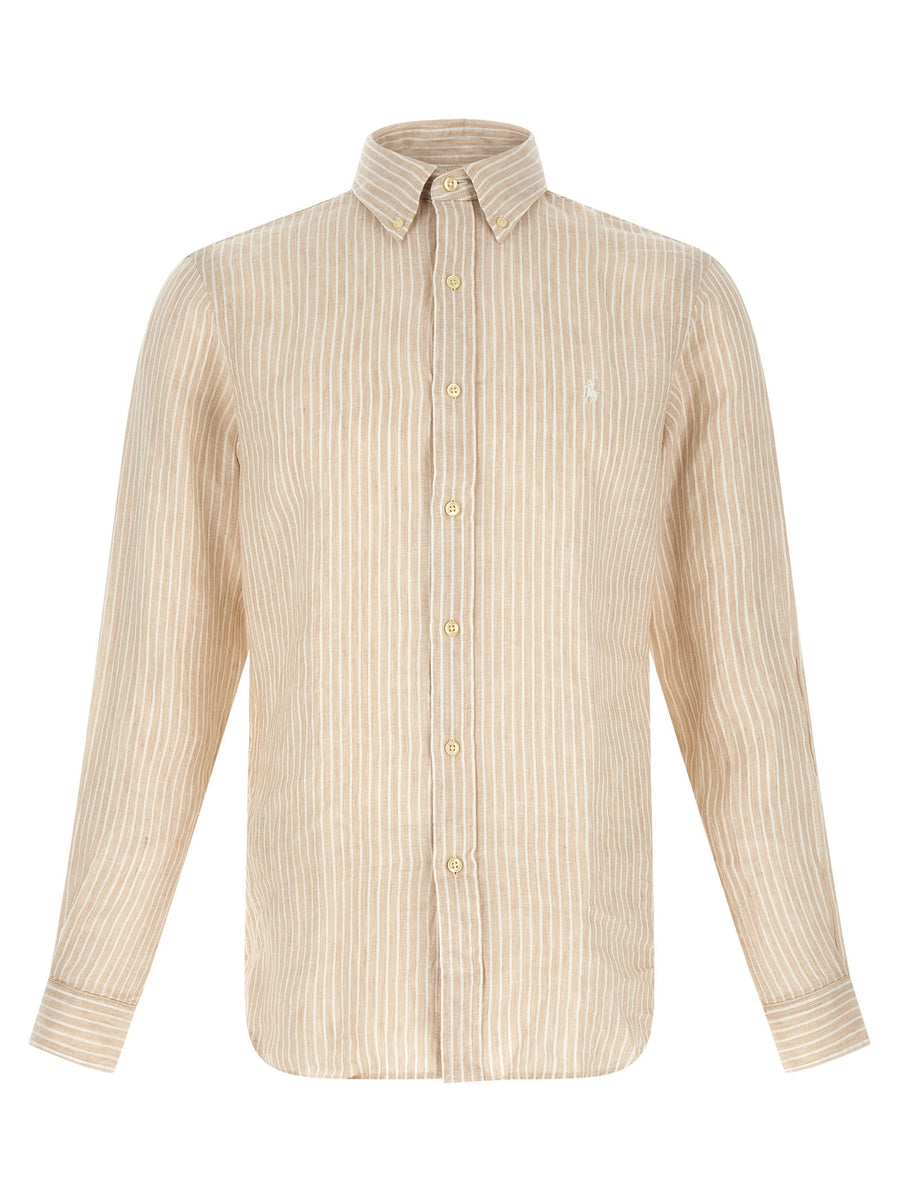 Polo Ralph Lauren Striped Linen Shirt — Beige