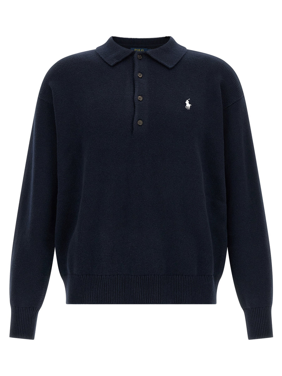 Polo Ralph Lauren Logo-Embroidered Cotton Sweater — Navy