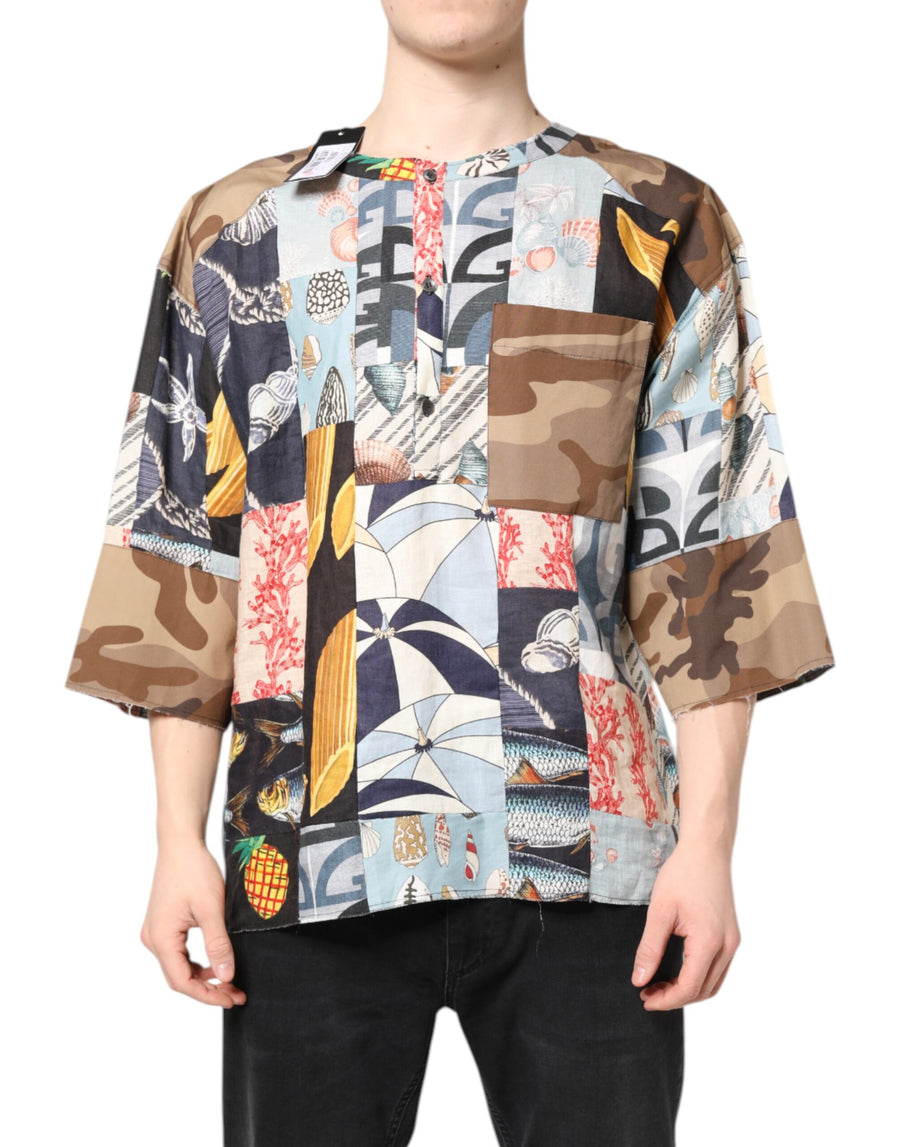 Dolce & Gabbana 90% Flax 7% Cotton 3% Silk shirt in multicolor