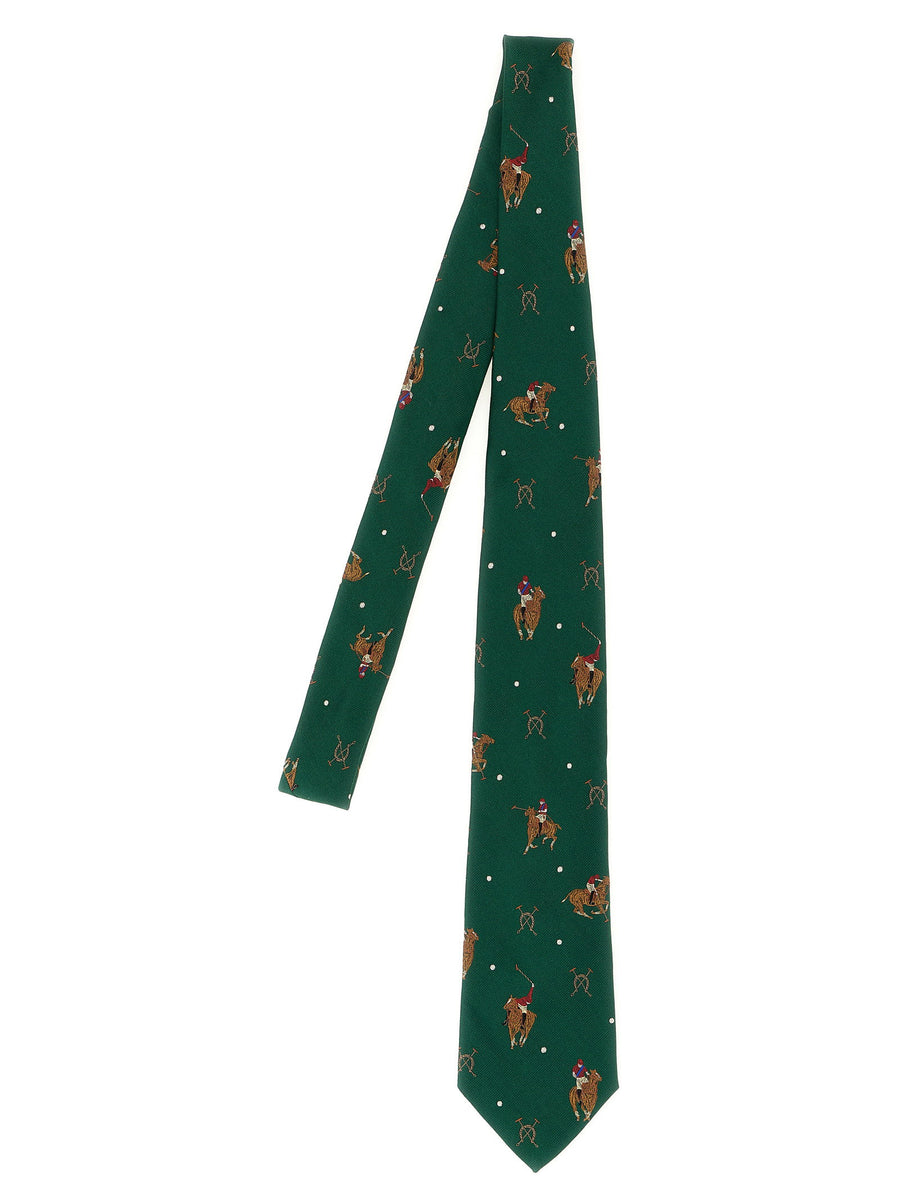 Polo Ralph Lauren Equestrian-Print Silk Necktie — Green