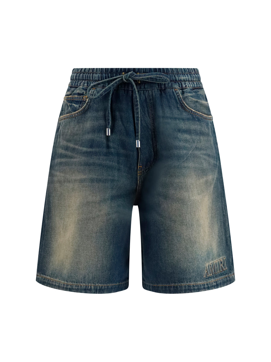Shorts Drawstring Denim Sandstone Cotton Bermuda