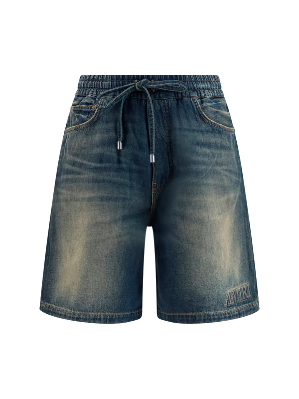 Shorts Drawstring Denim Sandstone Cotton Bermuda