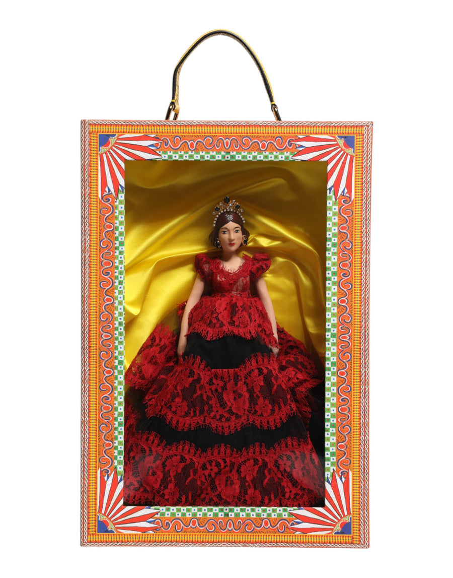 Red Dress Ceramic Porcelain Fashion Box Leather Sicily Dolls Nylon Accessory