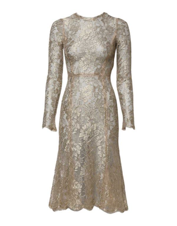 Dolce & Gabbana 68% Nylon 19% Polyester 13% Polyester Film Fiber; Lining: 76% Silk 16% Cotton 4% Elastane 4% Nylon dress in gold