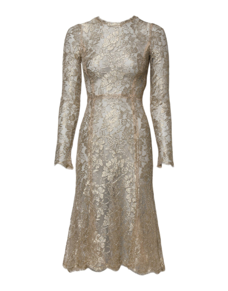 Dolce & Gabbana 68% Nylon 19% Polyester 13% Polyester Film Fiber; Lining: 76% Silk 16% Cotton 4% Elastane 4% Nylon dress in gold