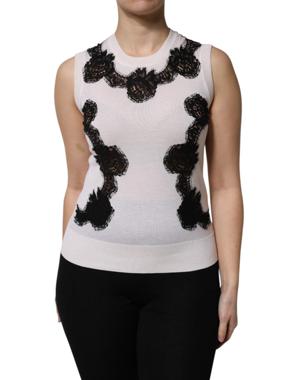 Dolce & Gabbana 56% Cashmere 23% Silk 16% Cotton 5% Nylon tank top in white