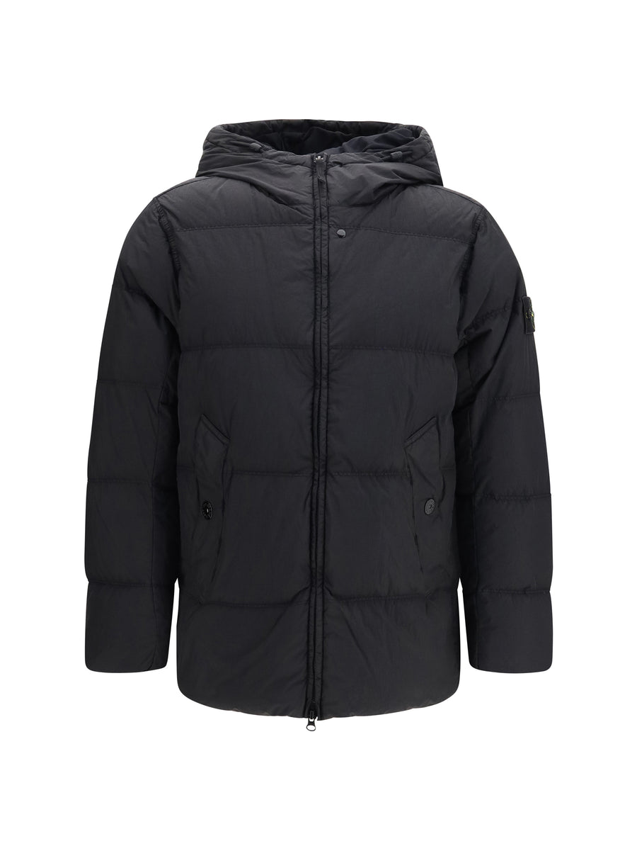 Stone Island Outer: 100% Nylon; Inner: 100% Goose Down down jacket in black