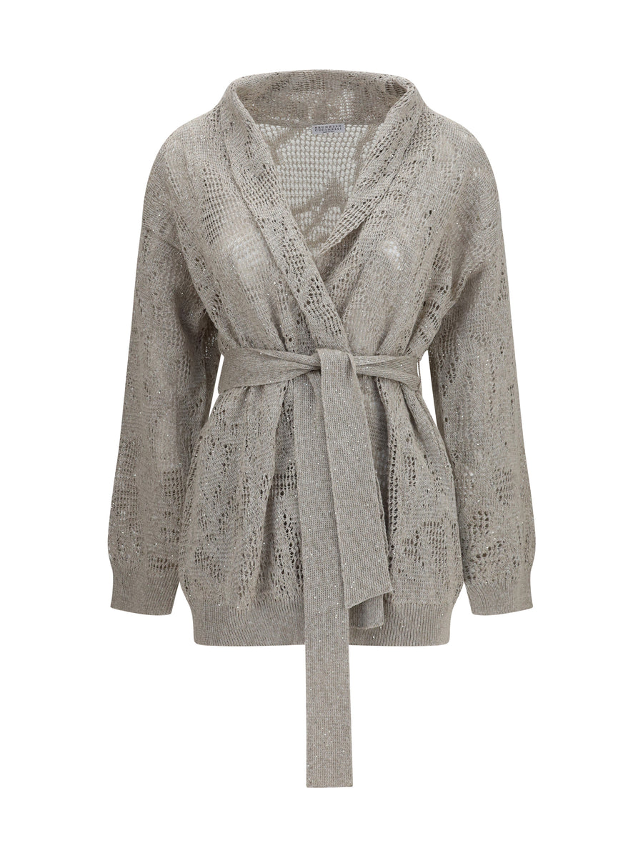 Cotton And Linen Cardigan Beige Freddo Linen