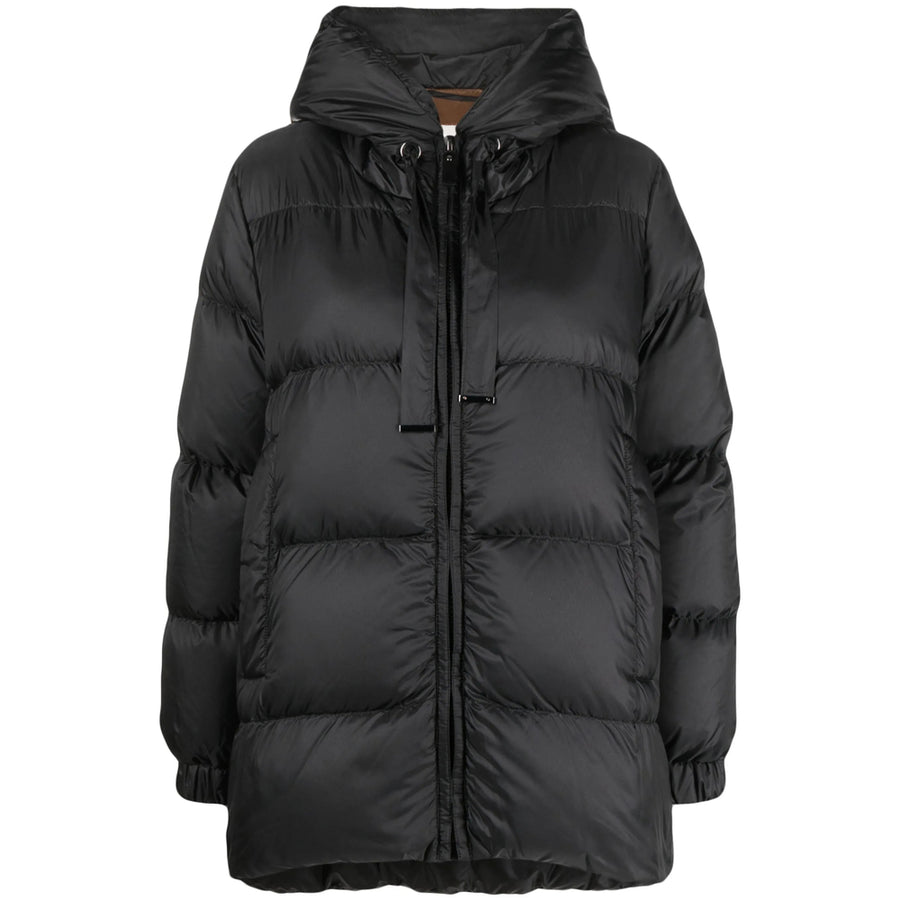 Quilted Padded Down Coat Black Oversized