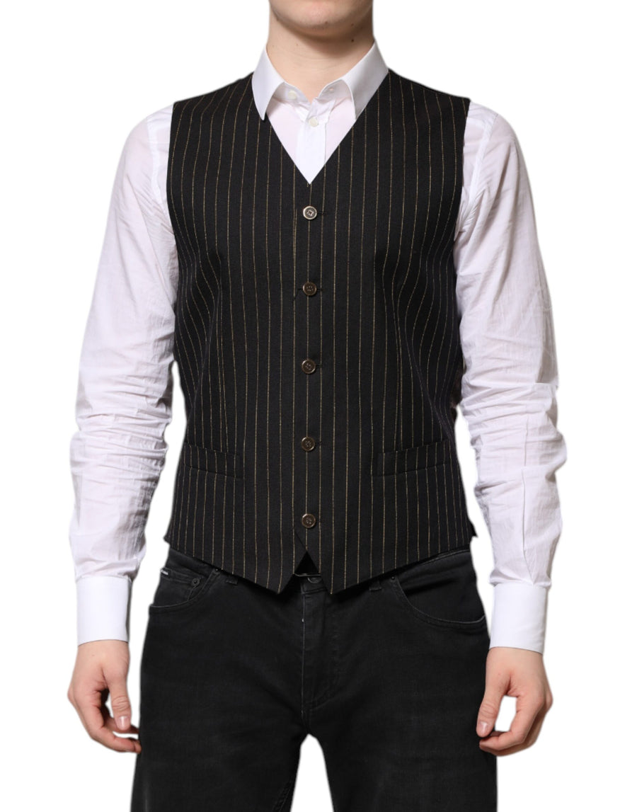 Dolce & Gabbana 100% Virgin Wool; 100% Silk lining vest in black