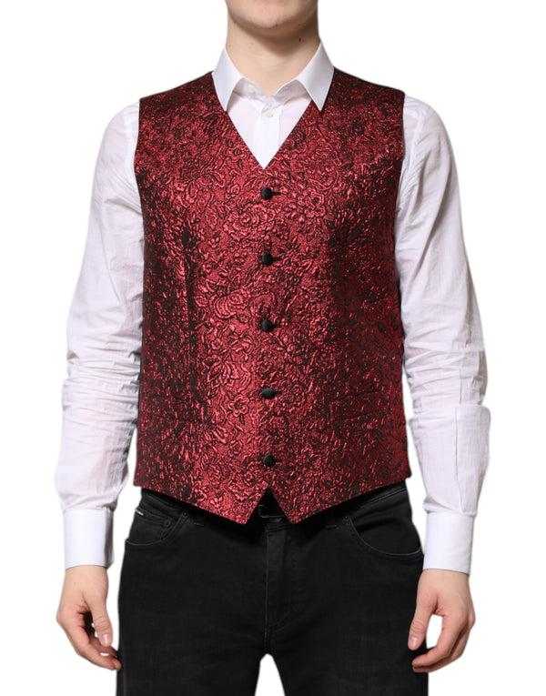 Dolce & Gabbana 79% Polyester 15% Silk 6% Polyester Film Fiber vest in red