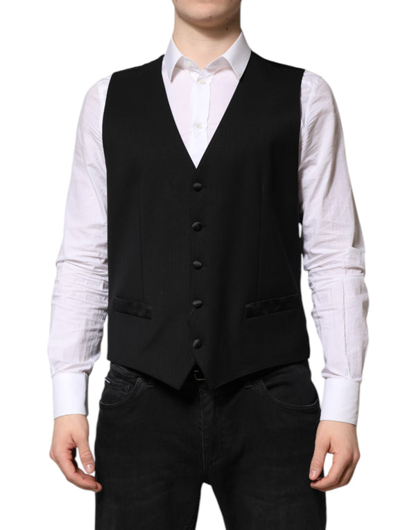 Dolce & Gabbana 98% Virgin Wool 2% Elastane vest in black