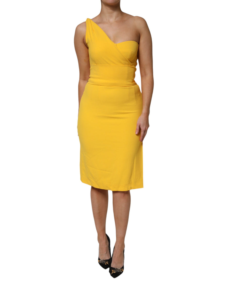 Dolce & Gabbana 51% Viscose 46% Acetate 3% Elastane; Lining: 91% Silk 9% Elastane dress in yellow