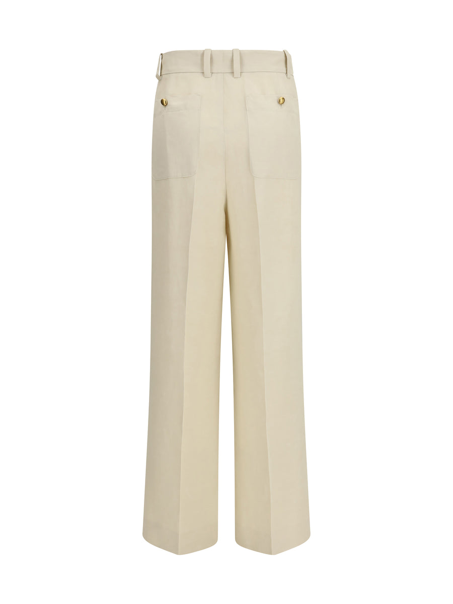 Trousers Raisa Sand Viscose And Linen Blend