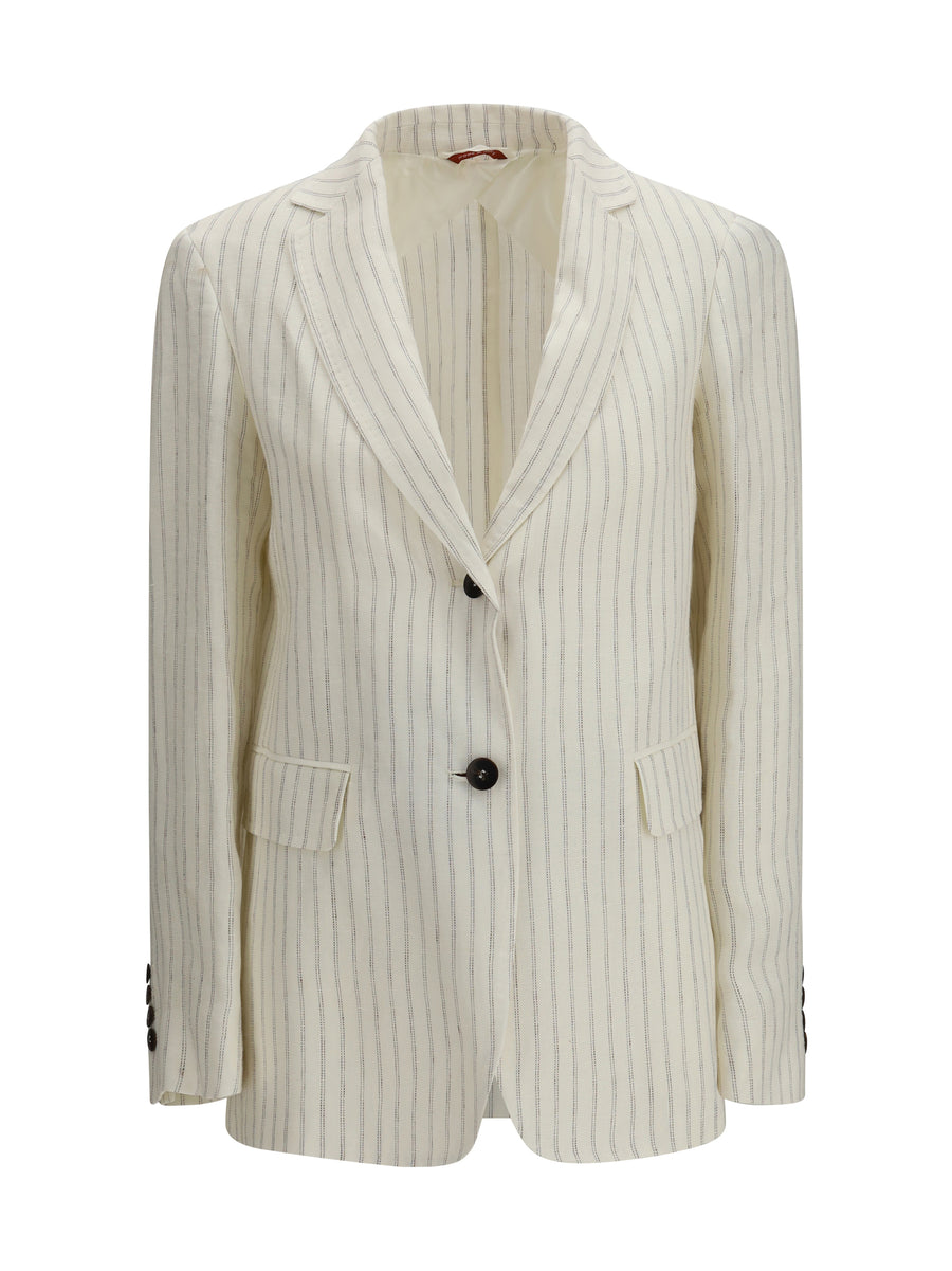 Max Mara Studio Outer: 100% Linen; Inner: 70% Acetate blazer in beige