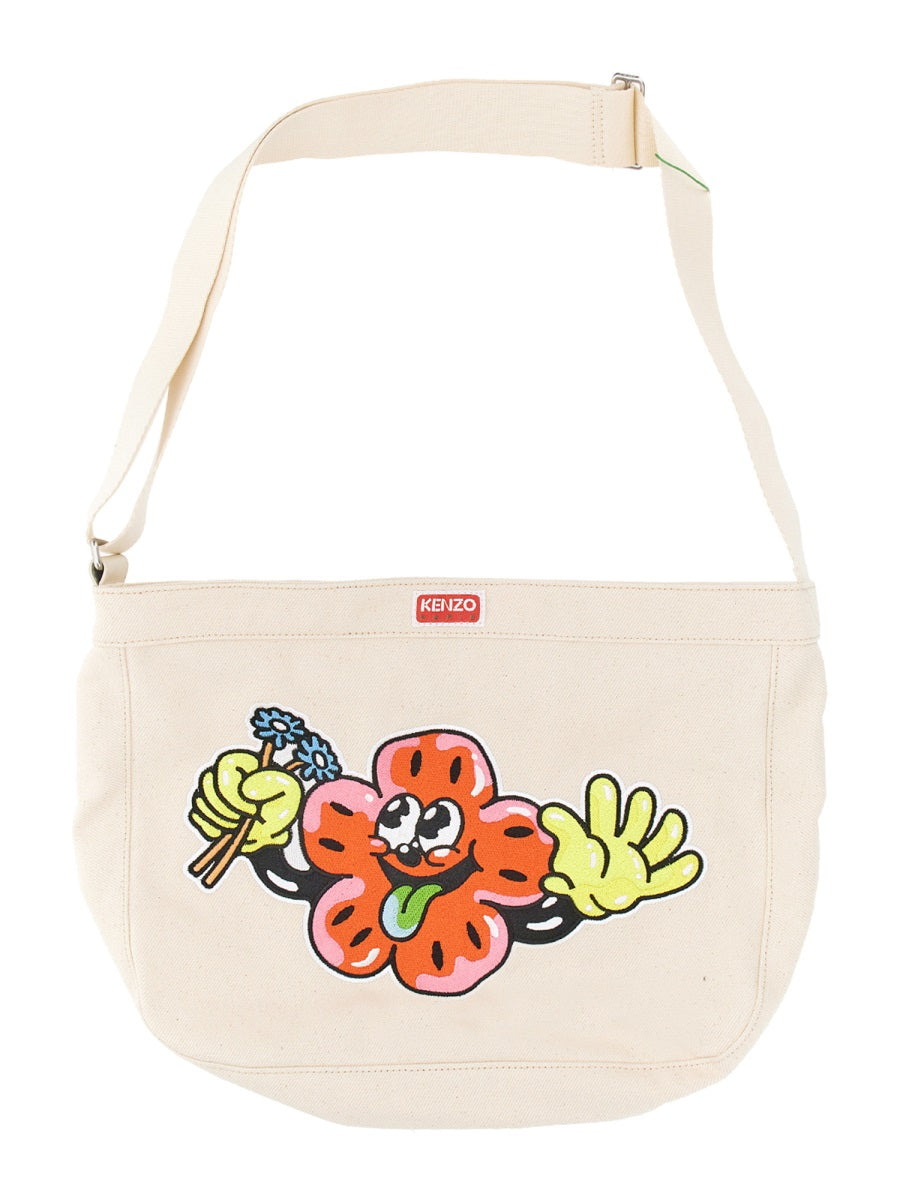 Shoulder Bag With Embroidery Powder Cotton