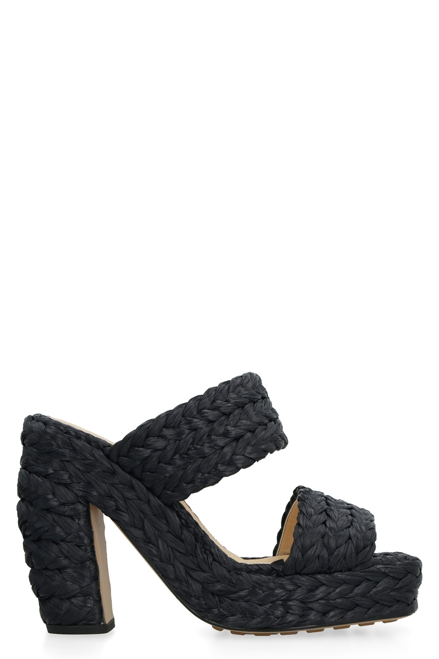 Canalazzo Raffia Mules Black Viscose; Lambskin