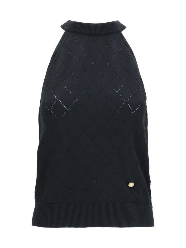 Balmain 100% Merino Wool tank top in black