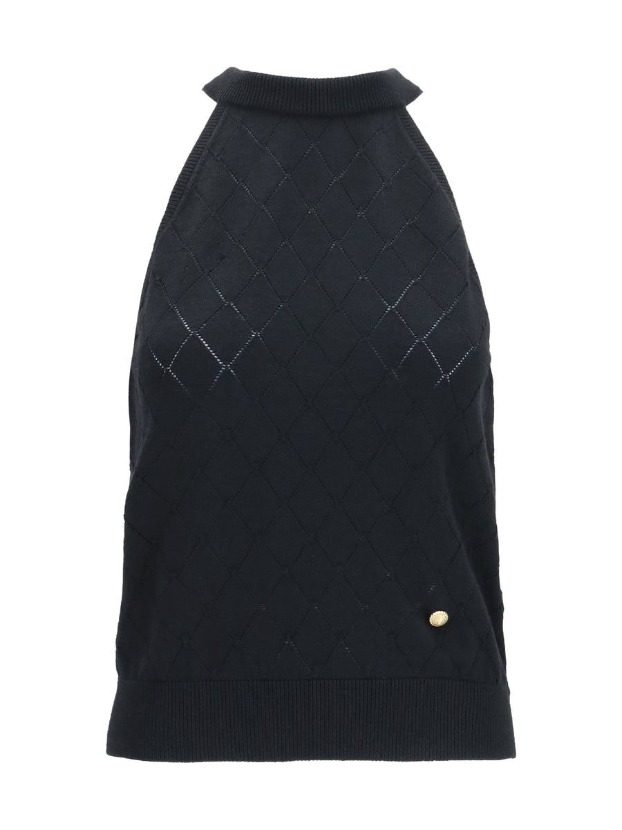 Balmain 100% Merino Wool tank top in black