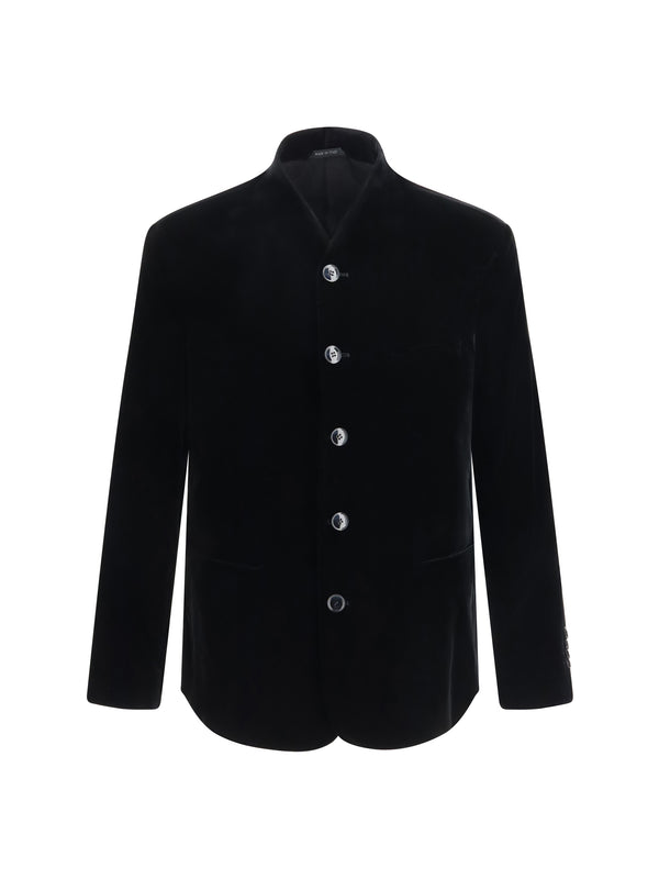Blazer One Shot Stretch Viscose And Cupro Velvet Nero Viscose; Cupro; Elastane Blazers & Vests