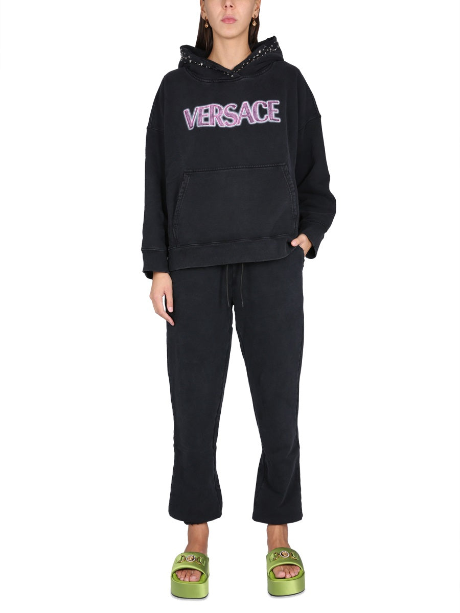 Logo Jogging Pants Black Cotton Track