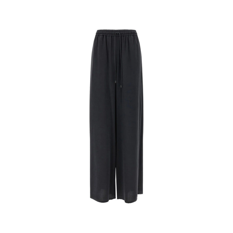 Straight-Leg Silk Trousers Black Straight