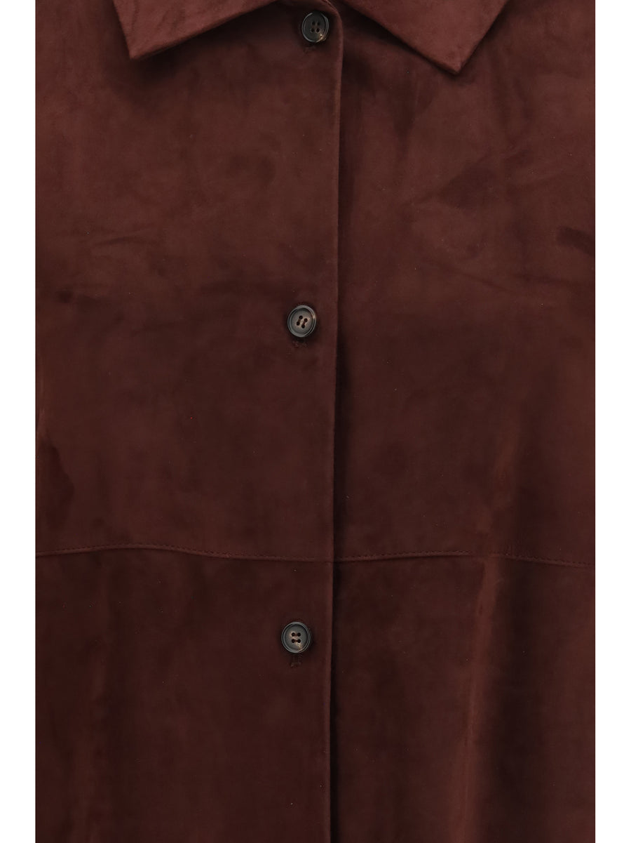 Suede Jacket Gocce Dark Ruby Lamb Leather