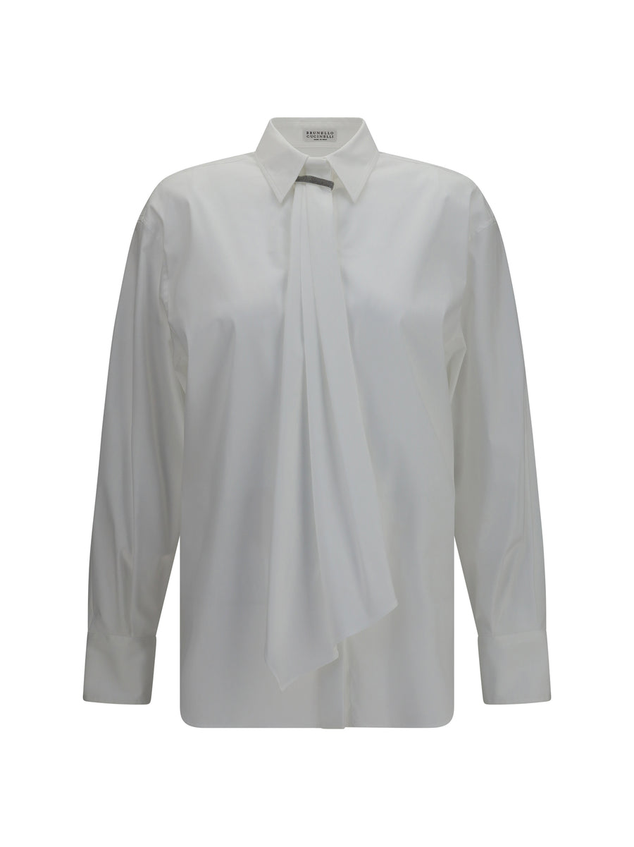 Shirt With Monili Embellishment White Cotton