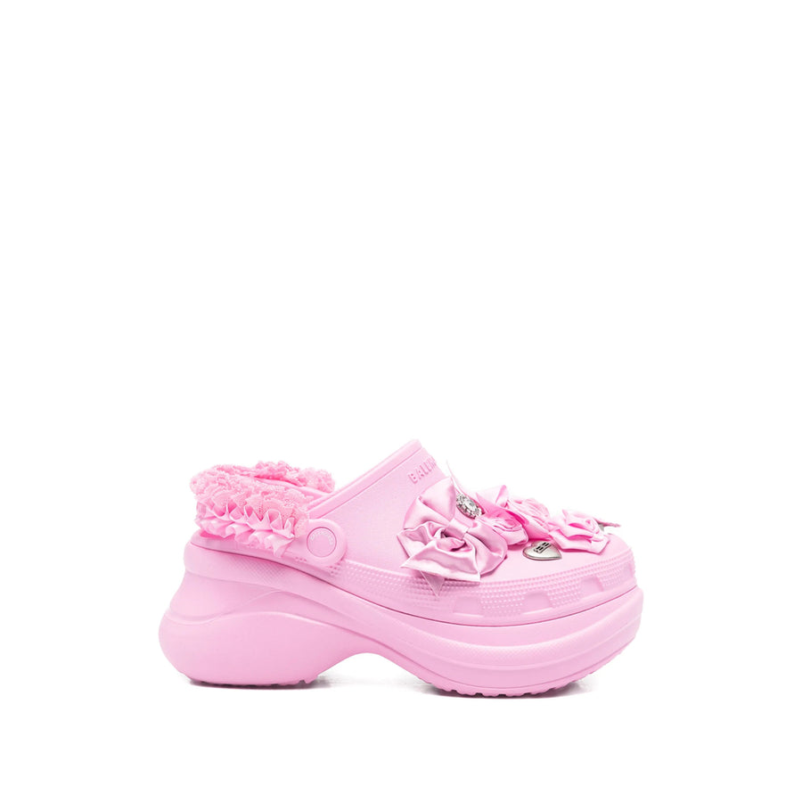 Platform Mules Pink Floral Polyethylene Vinyl Acetate