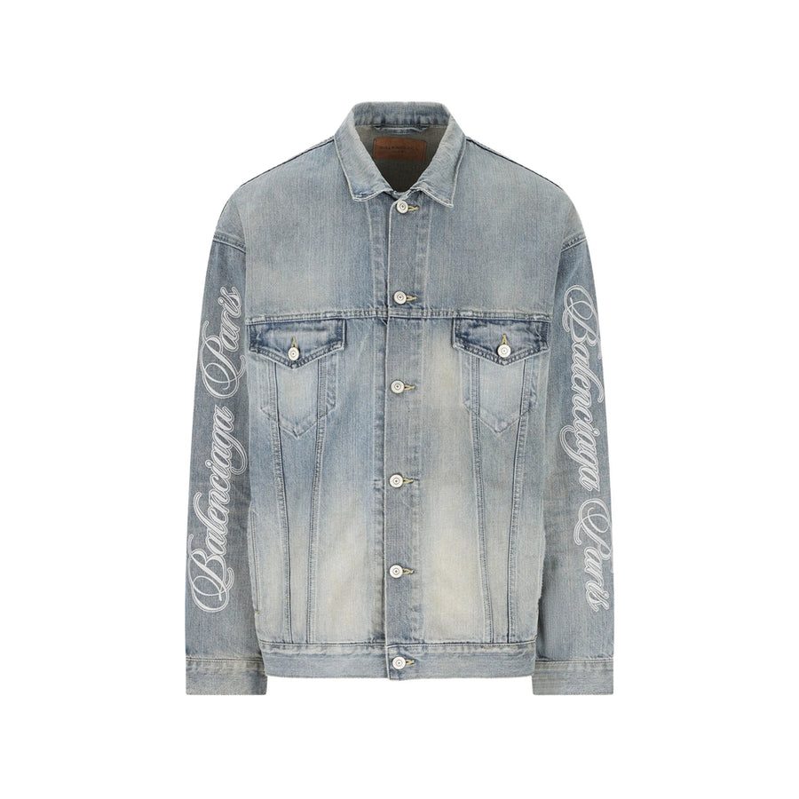 Blue Denim Jacket With Text Detail Outer: Organic Cotton