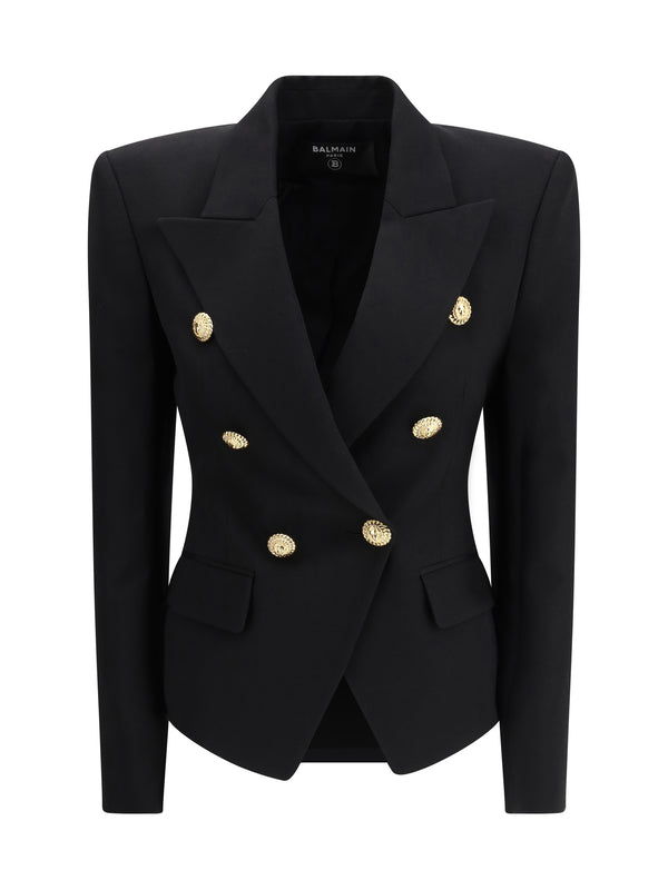 Balmain 100% Fleece Wool Ovis Aries blazer in black