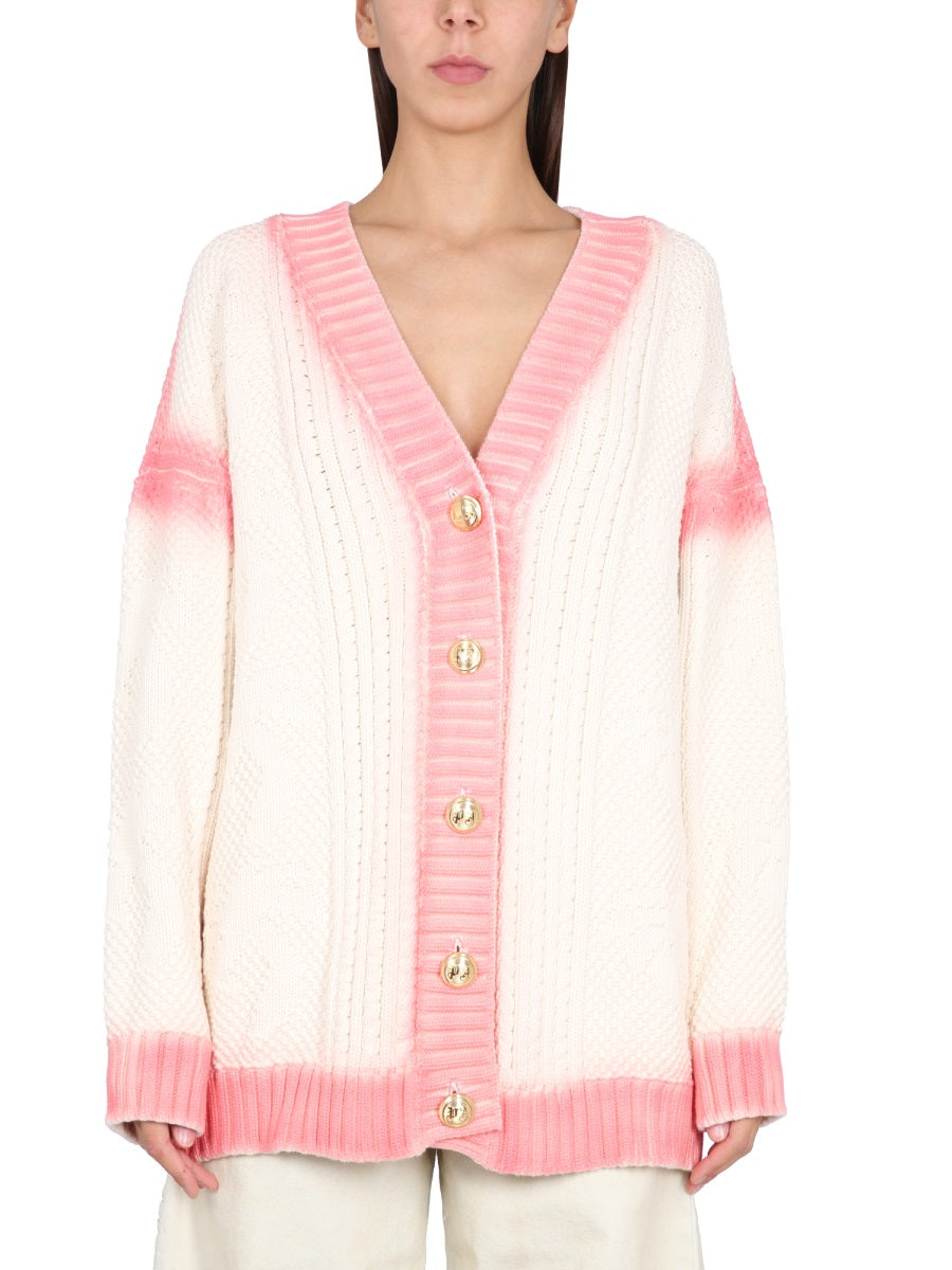 Patent Leather Effect Palm Cardigan White Jumpers
