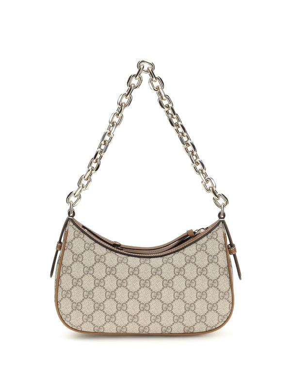 Gucci 100% fabric with leather trims shoulder bag in beige