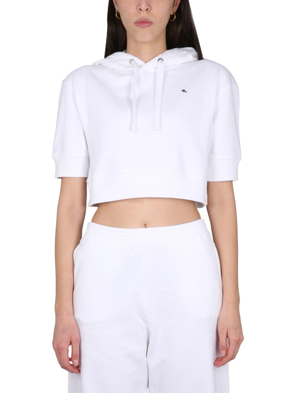 Sweatshirt With Logo Embroidery White Cotton Sweatshirts